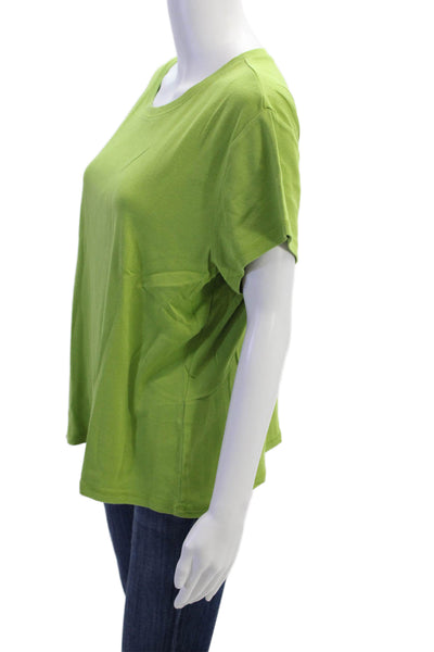 Talbots Women Basic Green Pima Cotton Round Neck Short Sleeve T-Shirt Size XL