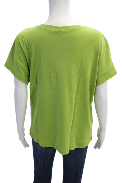 Talbots Women Basic Green Pima Cotton Round Neck Short Sleeve T-Shirt Size XL