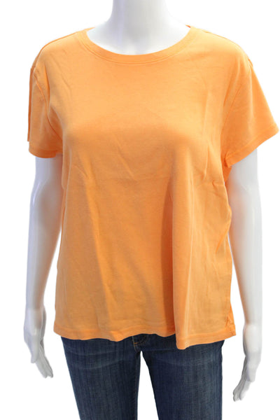 Talbots Womens Basic Orange Cotton Crew Neck T-Shirt Short Sleeve Size XL