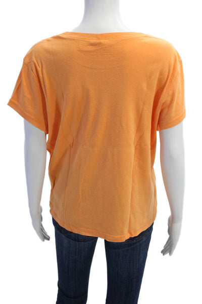 Talbots Womens Basic Orange Cotton Crew Neck T-Shirt Short Sleeve Size XL