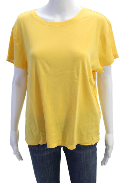 Talbots Women Yellow Jersey Crew Neck Short Sleeve T-Shirt Size XL