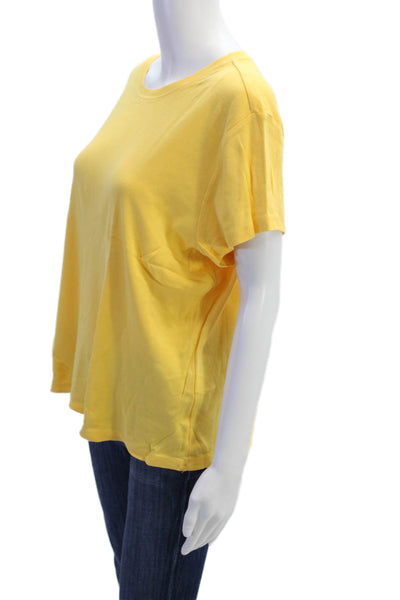 Talbots Women Yellow Jersey Crew Neck Short Sleeve T-Shirt Size XL