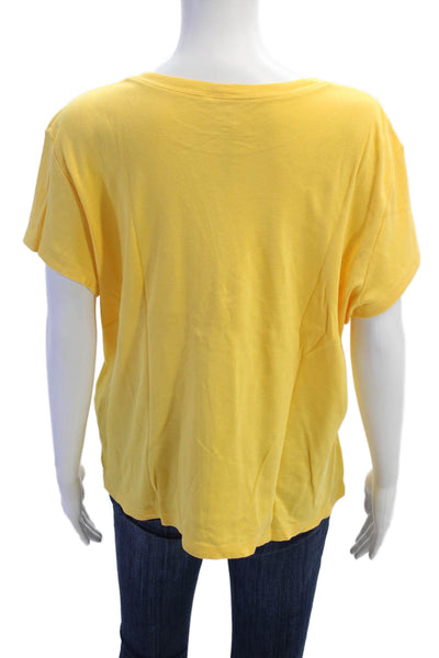 Talbots Women Yellow Jersey Crew Neck Short Sleeve T-Shirt Size XL