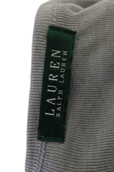 Lauren Ralph Lauren Women Gray Cotton Crew Neck Long Sleeve T-Shirt Size L