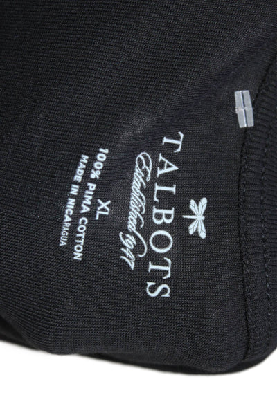 Talbots Womens Basic Black Cotton Crew Short Sleeve T-Shirt Size XL