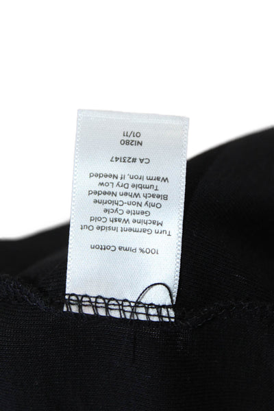 Talbots Womens Basic Black Cotton Crew Short Sleeve T-Shirt Size XL