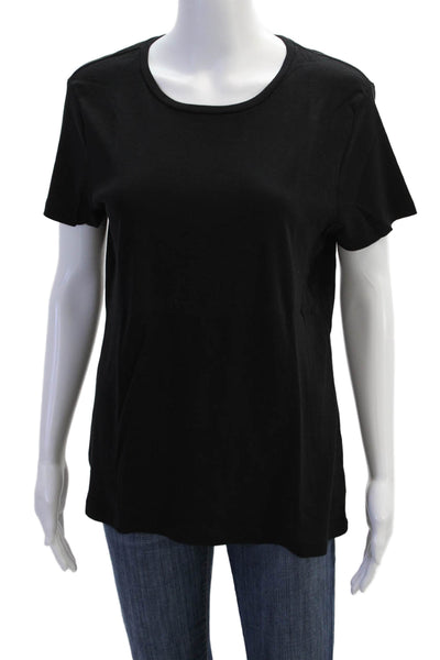 Talbots Women Basic Black Pima Cotton Short Sleeve T-Shirt Size XL