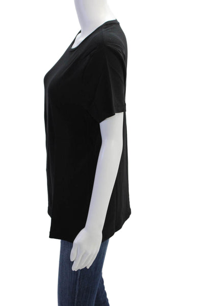Talbots Women Basic Black Pima Cotton Short Sleeve T-Shirt Size XL