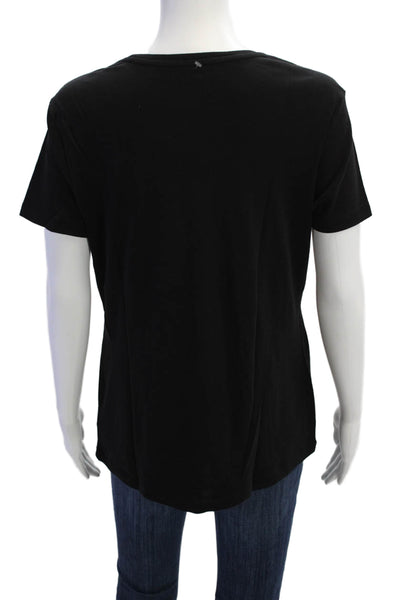 Talbots Women Basic Black Pima Cotton Short Sleeve T-Shirt Size XL