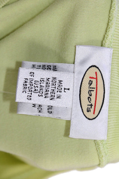 Talbots Women Basic Green Cotton T-Shirt Short Sleeve Round Neck Size L