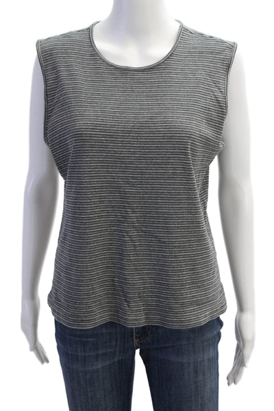 Banana Republic Women Dark Gray Striped Modal Blend Crewneck Tank Size XL