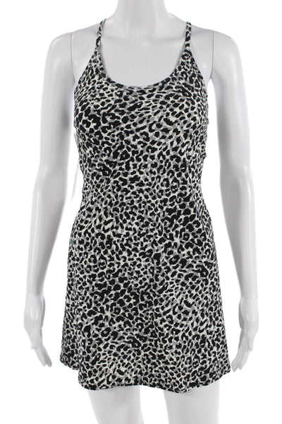 Outdoor Voices Women Black Animal Print Tank Dress Size 2XS
