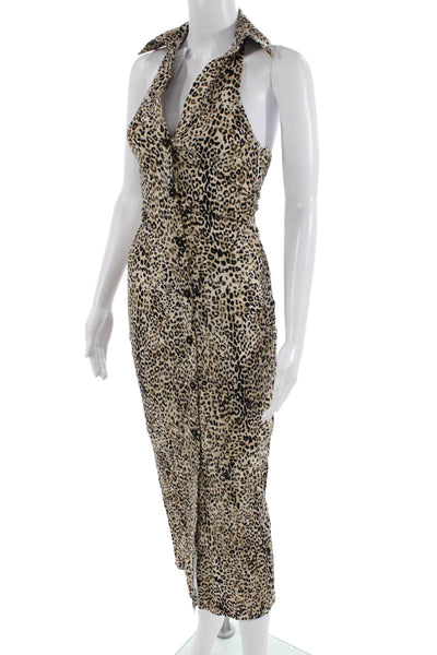 Zara Women Beige Animal Print Sleeveless Bodycon Dress Size XS