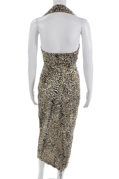Zara Women Beige Animal Print Sleeveless Bodycon Dress Size XS