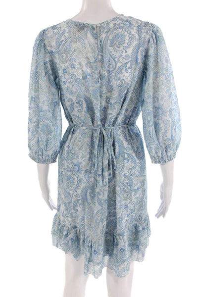 Ann Taylor Womens Fit & Flare Paisley Knee Length Dress Light Blue Size 2XS
