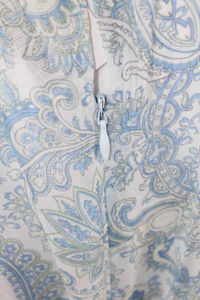Ann Taylor Womens Fit & Flare Paisley Knee Length Dress Light Blue Size 2XS