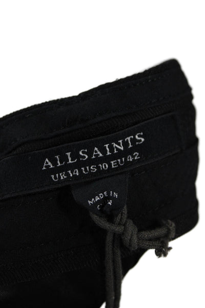 Allsaints Women Cropped Ankle Dress Pants Black Drawstring Size 10