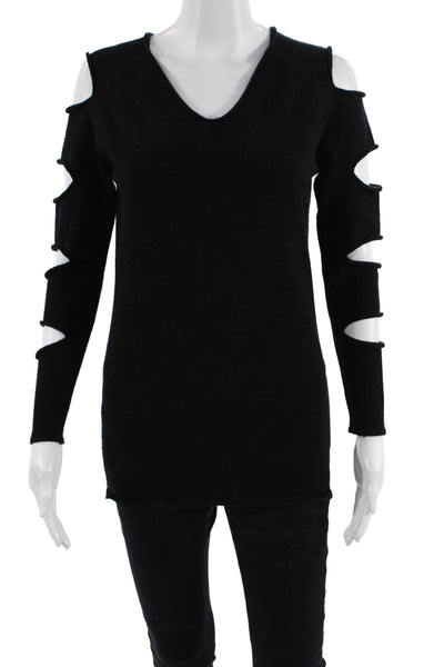 Love Token, Womens Pullover Sweater V-Neck Black Long Sleeve Gothic Size S