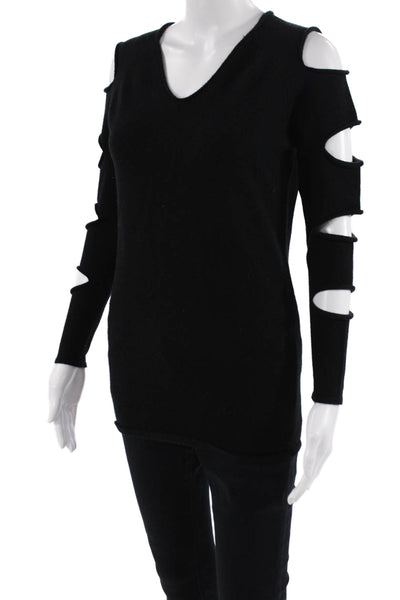 Love Token, Womens Pullover Sweater V-Neck Black Long Sleeve Gothic Size S