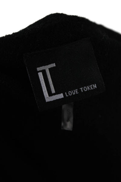 Love Token, Womens Pullover Sweater V-Neck Black Long Sleeve Gothic Size S