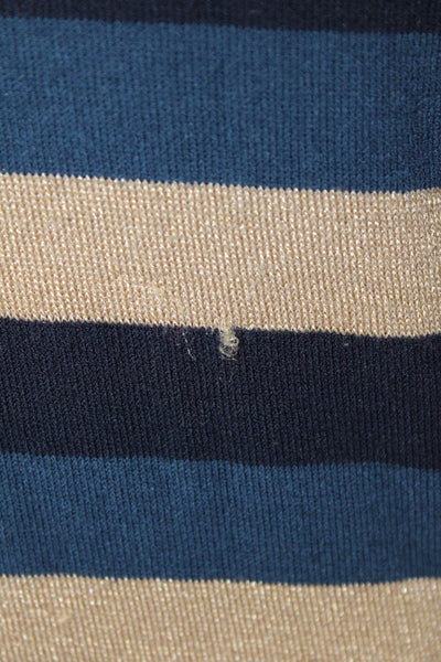 Ann Taylor Womens Striped Crew Neck Long Sleeve Pullover Sweater Beige Size S
