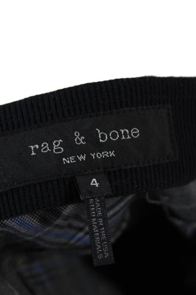 Rag & Bone Women Ankle Cropped Plaid Dress Pants Black Zip Size 4
