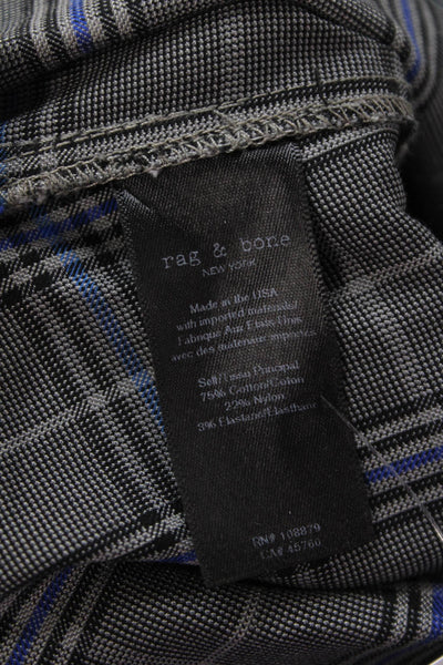 Rag & Bone Women Ankle Cropped Plaid Dress Pants Black Zip Size 4