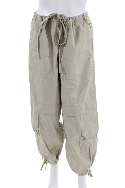 Mariacher Unisex Cargo Jogger Pants Beige Drawstring 100% Cotton Size S