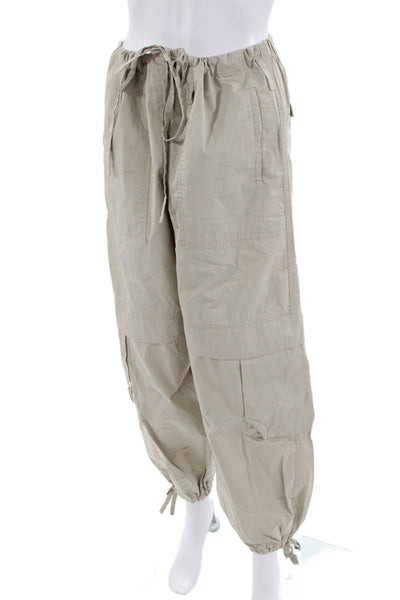 Mariacher Unisex Cargo Jogger Pants Beige Drawstring 100% Cotton Size S