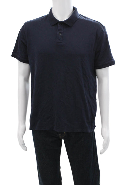 Banana Republic Mens Cotton Collar Short Sleeve Button-Up Polo Shirt Blue Size M
