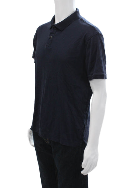 Banana Republic Mens Cotton Collar Short Sleeve Button-Up Polo Shirt Blue Size M