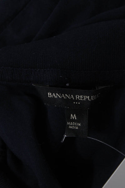 Banana Republic Mens Cotton Collar Short Sleeve Button-Up Polo Shirt Blue Size M