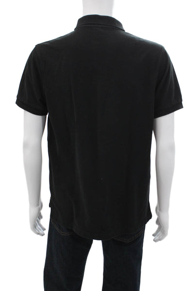 J Crew Mens Cotton Collared Button-Up Polo Shirt Black Size L