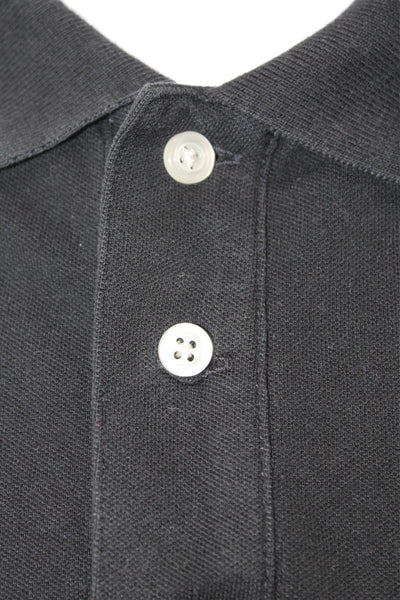 J Crew Mens Cotton Collared Button-Up Polo Shirt Black Size L