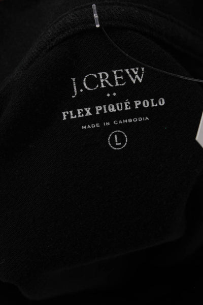 J Crew Mens Cotton Collared Button-Up Polo Shirt Black Size L