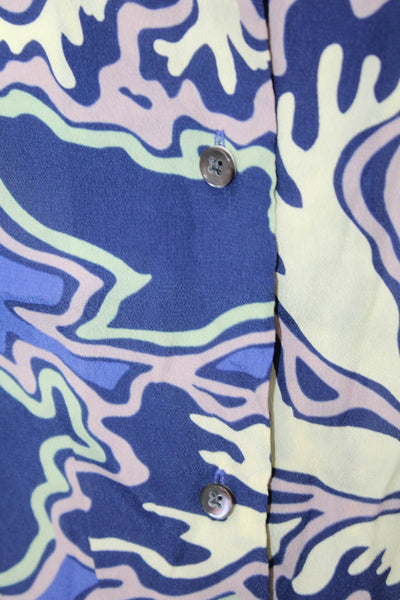 Closed Mens Geometric Short Sleeve Button-Down Shirt Blue Size XS