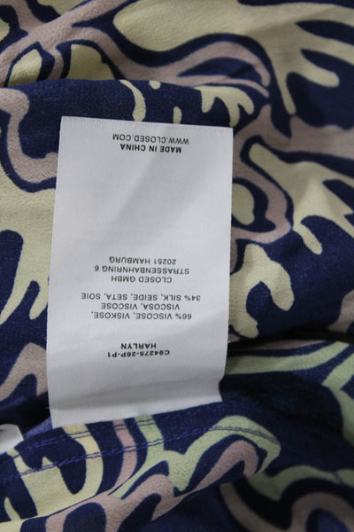 Closed Mens Geometric Short Sleeve Button-Down Shirt Blue Size XS