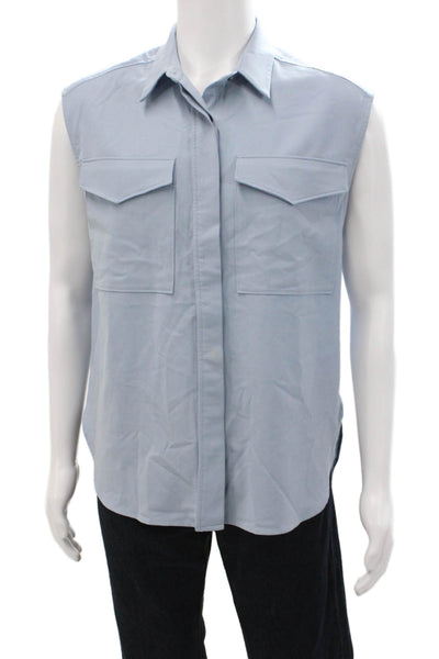 Closed Mens Sleeveless Collared Button-Down Shirt Blue Size S