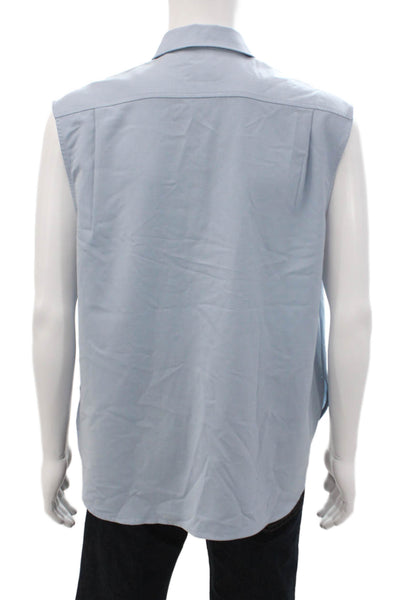 Closed Mens Sleeveless Collared Button-Down Shirt Blue Size S