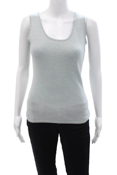 Neiman Marcus Women 100% Cashmere Gray Basic Sleeveless Tank Round Neck Size XS