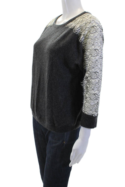 J Crew Women Pullover Sweater Dark Gray Crew Neck 3/4 Sleeve Size S