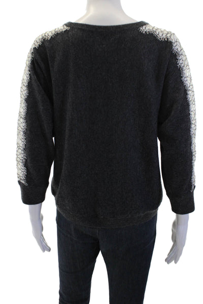 J Crew Women Pullover Sweater Dark Gray Crew Neck 3/4 Sleeve Size S