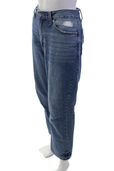 JBD Women Mom Cropped Jeans Blue Cotton Mid Rise Button 31in Size 29
