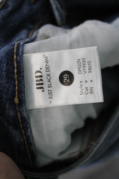JBD Women Mom Cropped Jeans Blue Cotton Mid Rise Button 31in Size 29