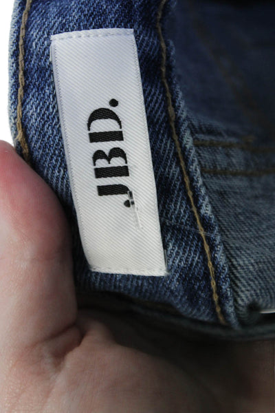 JBD Women Mom Cropped Jeans Blue Cotton Mid Rise Button 31in Size 29