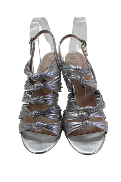 Charles David Womens Stiletto Metallic Knotted Strappy Sandals Silver Size 7.5