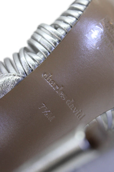 Charles David Womens Stiletto Metallic Knotted Strappy Sandals Silver Size 7.5