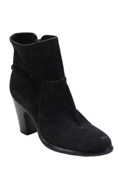 Rag & Bone Womens Side Zip Block Heel Ankle Booties Dark Gray Suede Size 38
