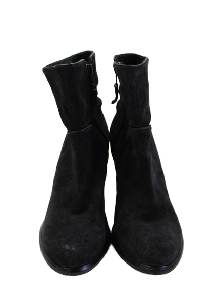 Rag & Bone Womens Side Zip Block Heel Ankle Booties Dark Gray Suede Size 38