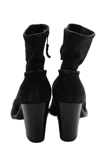 Rag & Bone Womens Side Zip Block Heel Ankle Booties Dark Gray Suede Size 38